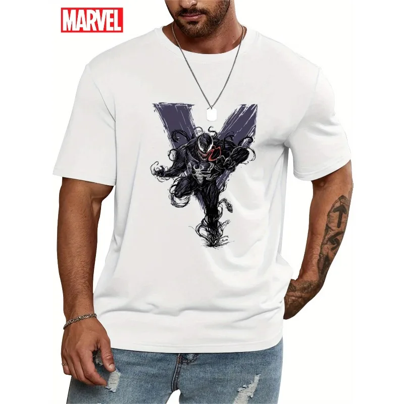 

Футболка с принтом Marvel Superhero Venom, мужская и женская летняя новая американская уличная свободная повседневная трендовая футболка с короткими рукавами