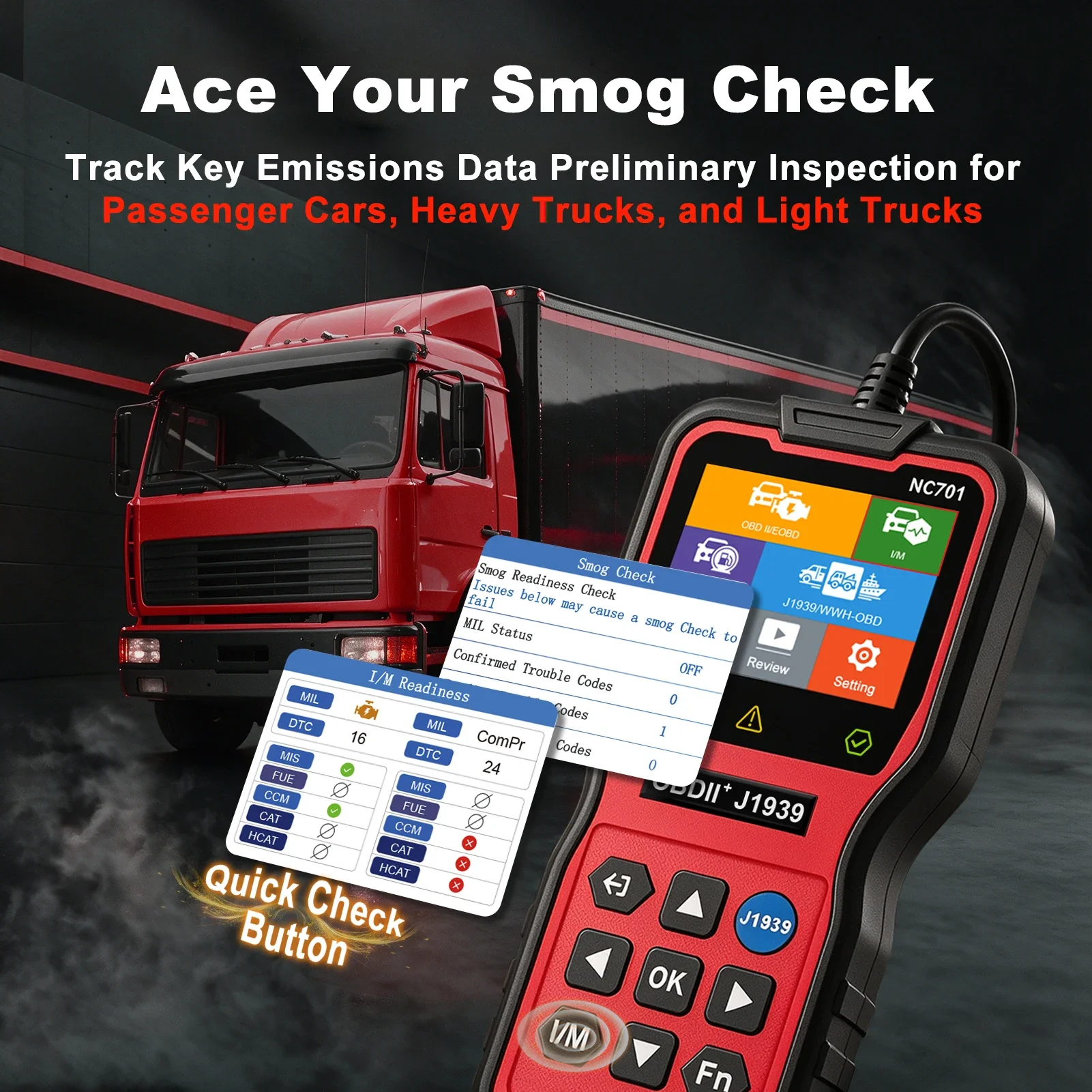 2026 HUMZOR NC701 Heavy Duty Truck Scanner OBD2 Diesel Code Reader J1939 for Cummins for Detroit for Volvo for PACCAR