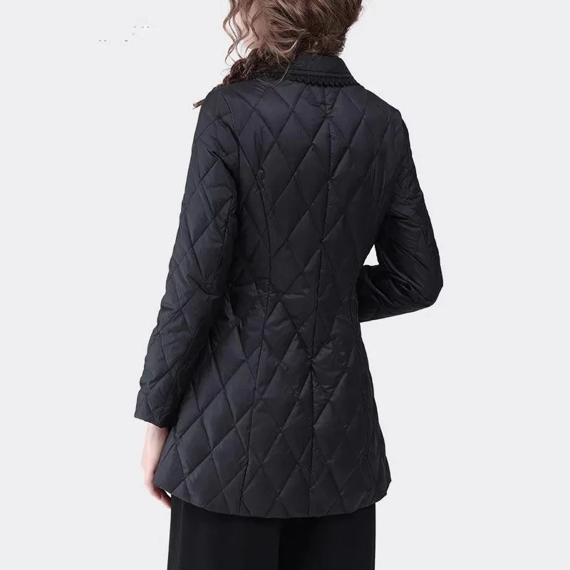 

Autumn Winter Thin Cotton Jacket Women With High-grade Retro Embroidery Slim Cotton-padded Warm Down Coat Female Casual Lady Top