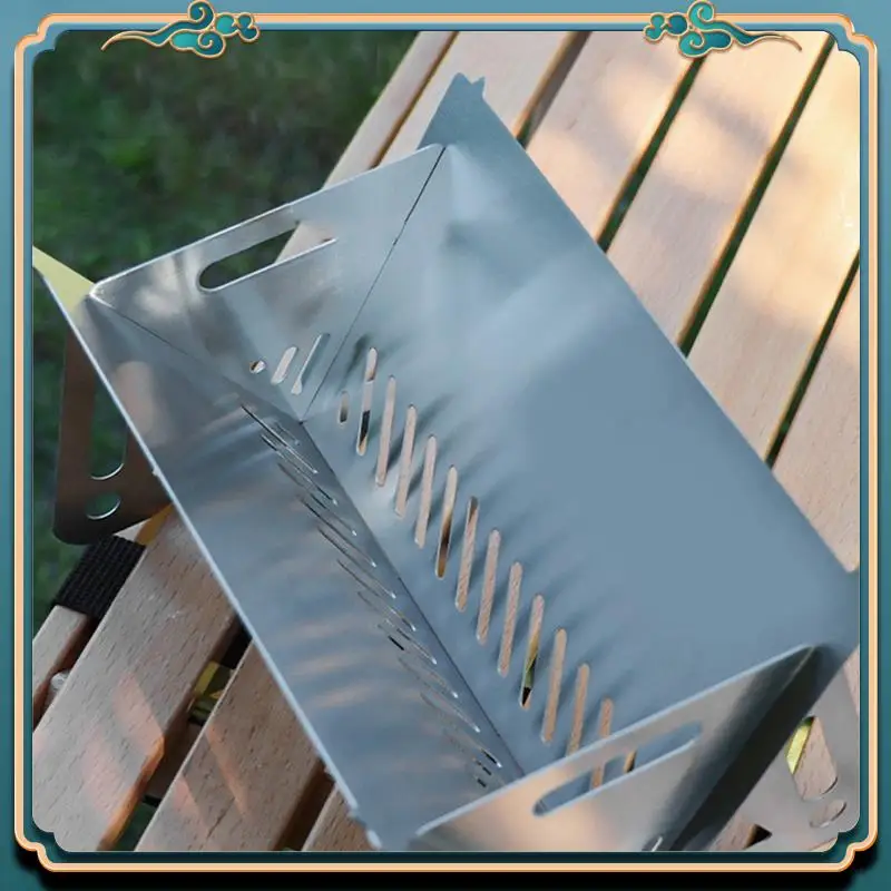 Latest 2 Models Portable Outdoor Folding Card Stove Stainless Steel Barbecue Stove Firewood Camping Supplies Charcoal Stove