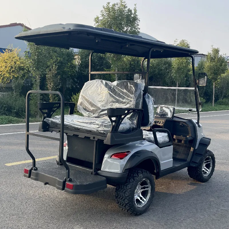 Multifunctional 2-Seater Solar Panel 4-Wheel Off-Road Golf Cart 48V 4000W 150A Battery Golf Cart Electric With Cargo Box