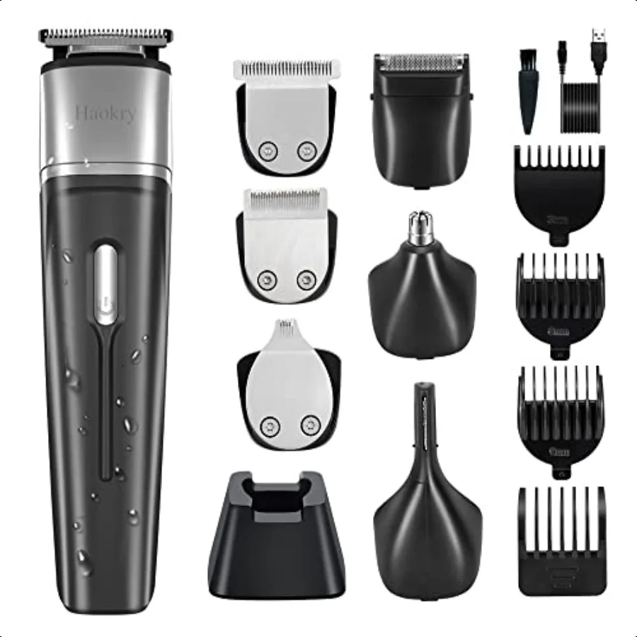 

GEEGVV Beard Trimmer Cordl Hair Clippers Waterproof Body Mustache Nose Ear Facial Cutting Groomer Electric Shaver 6 in 1 Groomi