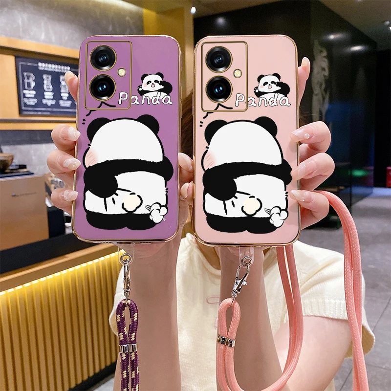 Y 78 Plus Fat Panda Luxury Plating Phone Case For VIVO Y85 Y200i Y91 Y93 X100 Y78 Y35 X100S Y76S Y100 Y19 Y77 Y28 Y35Plus Cover