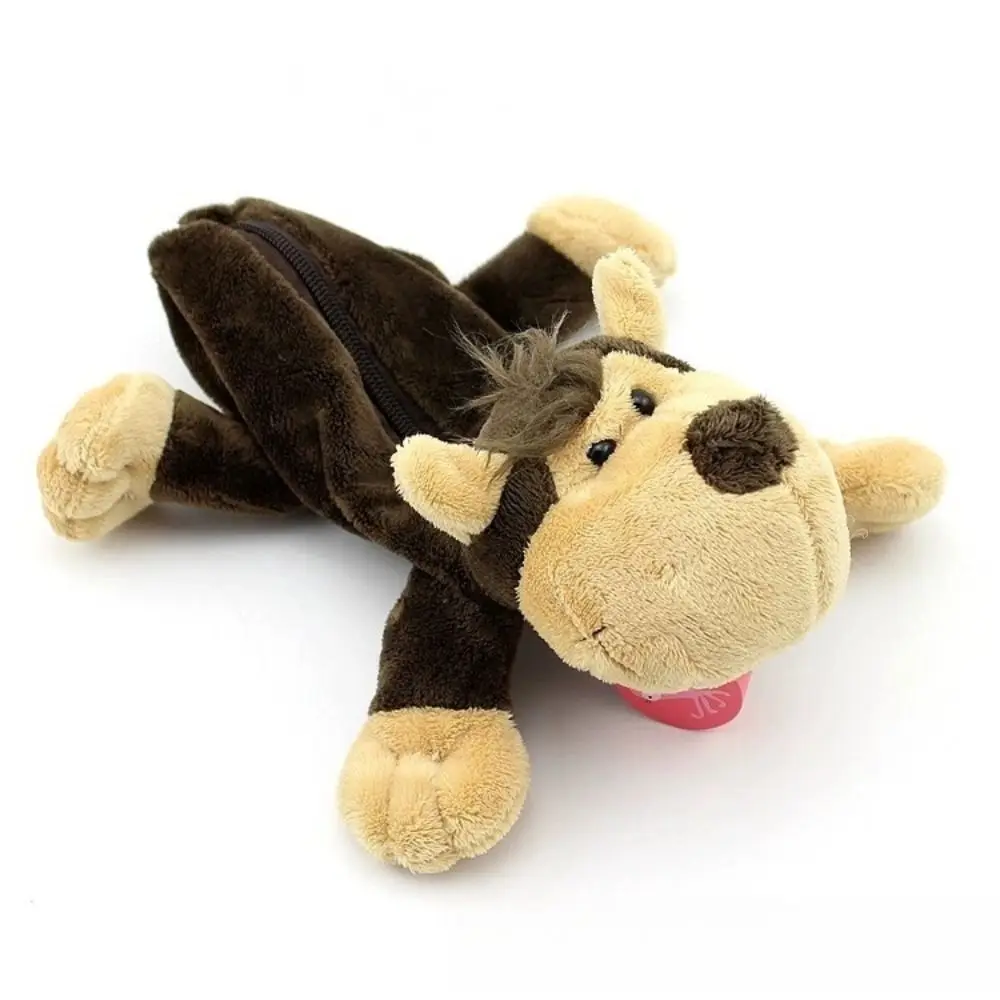 Cute Plush Pencil Bags Creative Forest Animal Kawaii Storage Bag Lion Monkey Large Capacity Stationery Case Gift