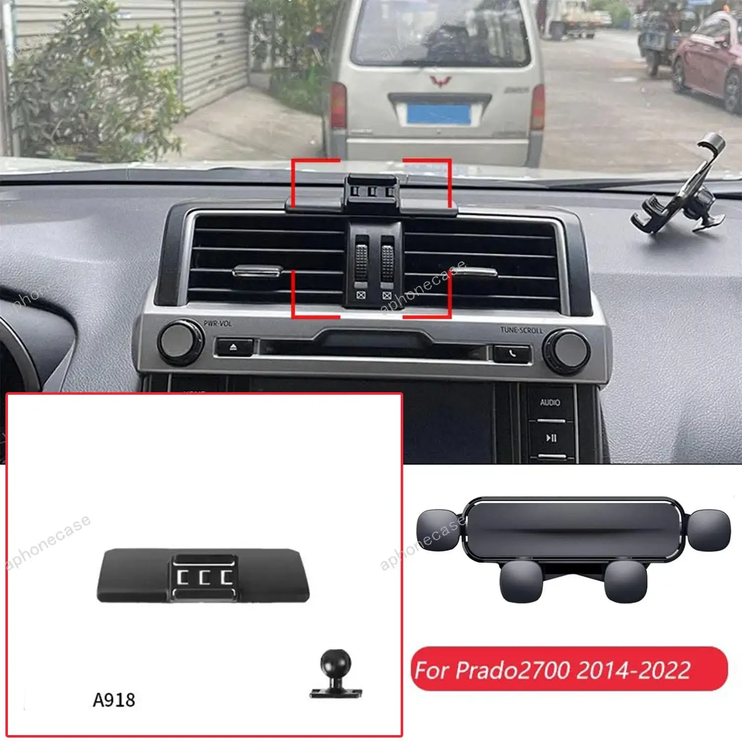 

Автомобильный держатель для телефона, специальные крепления для Toyota Prado 2700 2014-2022, фиксированный кронштейн для выпуска воздуха, базовые аксессуары с шариком 17 мм