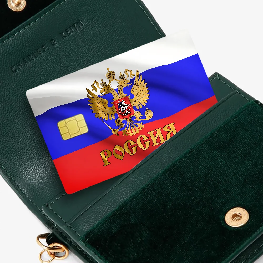 روسيا العلم أنيمي الغطاء الأمامي لاصق غشائي الجلد لبطاقة الخصم الائتمان رقاقة صغيرة كبيرة