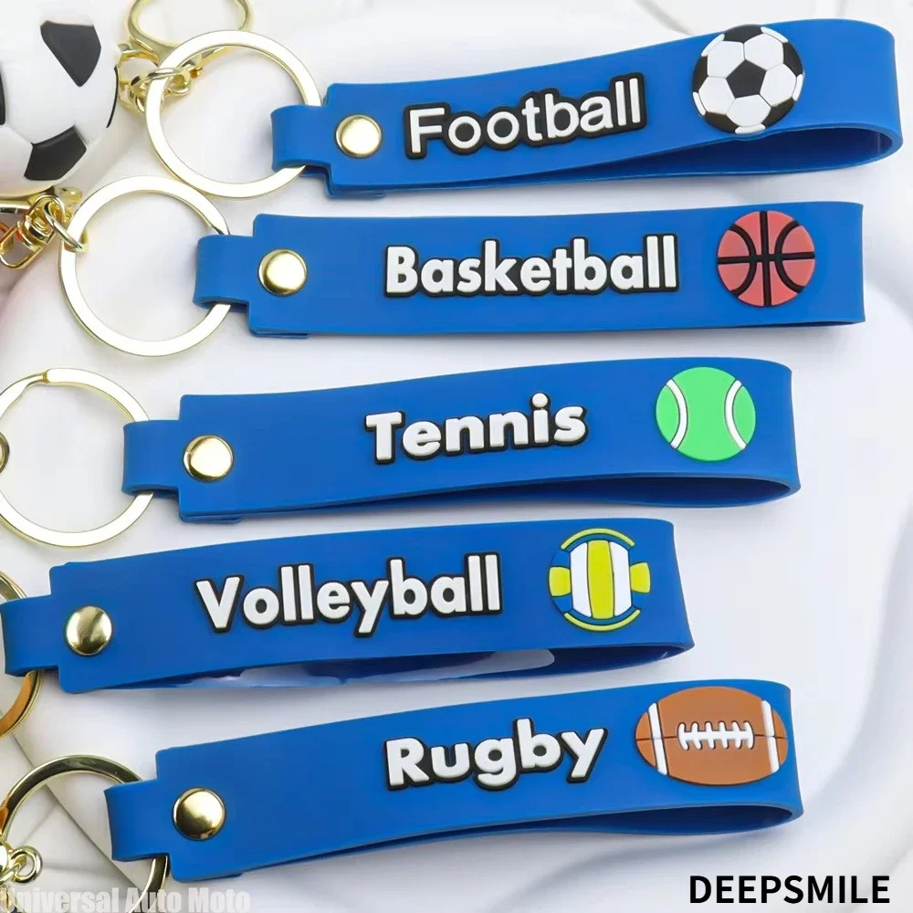 Football Basketball Volleyball Tennis Rugby Mini PVC Keychain, Sports Ball Pendant for Backpack & Bag, Creative Accessory