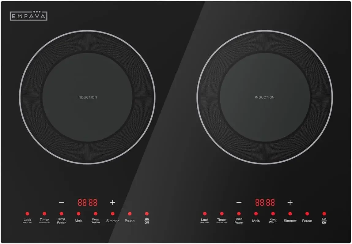 Double/Dual Induction Cooktop 2 Burner, Shatter-proof Flat Glass Top, 18 Levels from 120°F to 460°F, 3 Preset Mode, Bulit-in