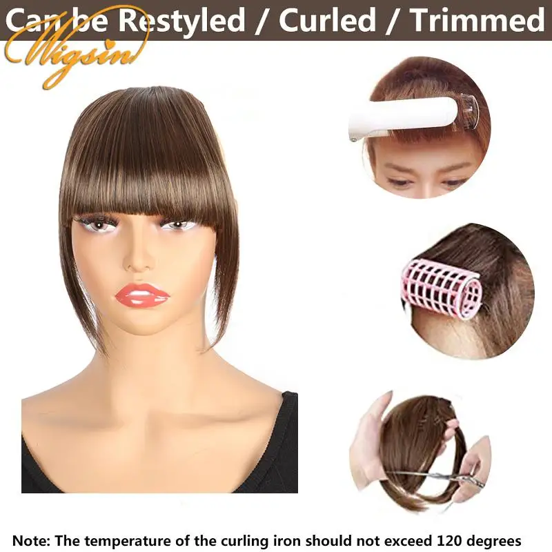 Thick Bangs Air Bangs Synthetic Straight Black Brown Blonde Invisible Hairpiece Clip In Fringe Hair Extensions for Women