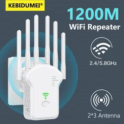 WiFi Repeater 1200Mbps WiFi Signal Wireless Repeater Dual-Band 2.4G 5G WiFi Extender 6Antenna Network Amplifier WPS WiFi Booster