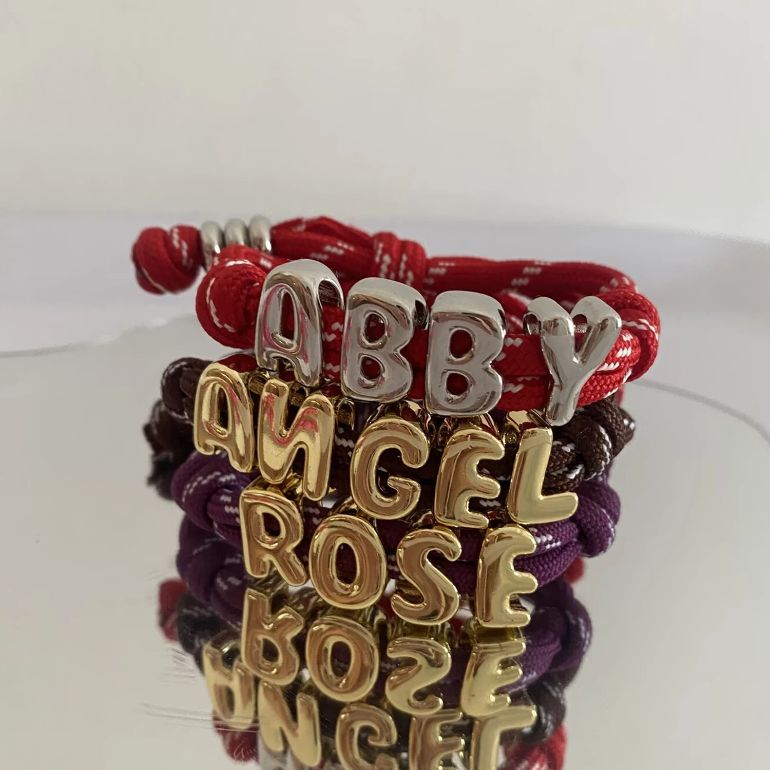 تخصيص نسج اسم سوار اليدوية DIY مضفر الملونة سلسلة أسماء سوار للنساء سحر مجوهرات من صلب لا يصدأ هدايا #4