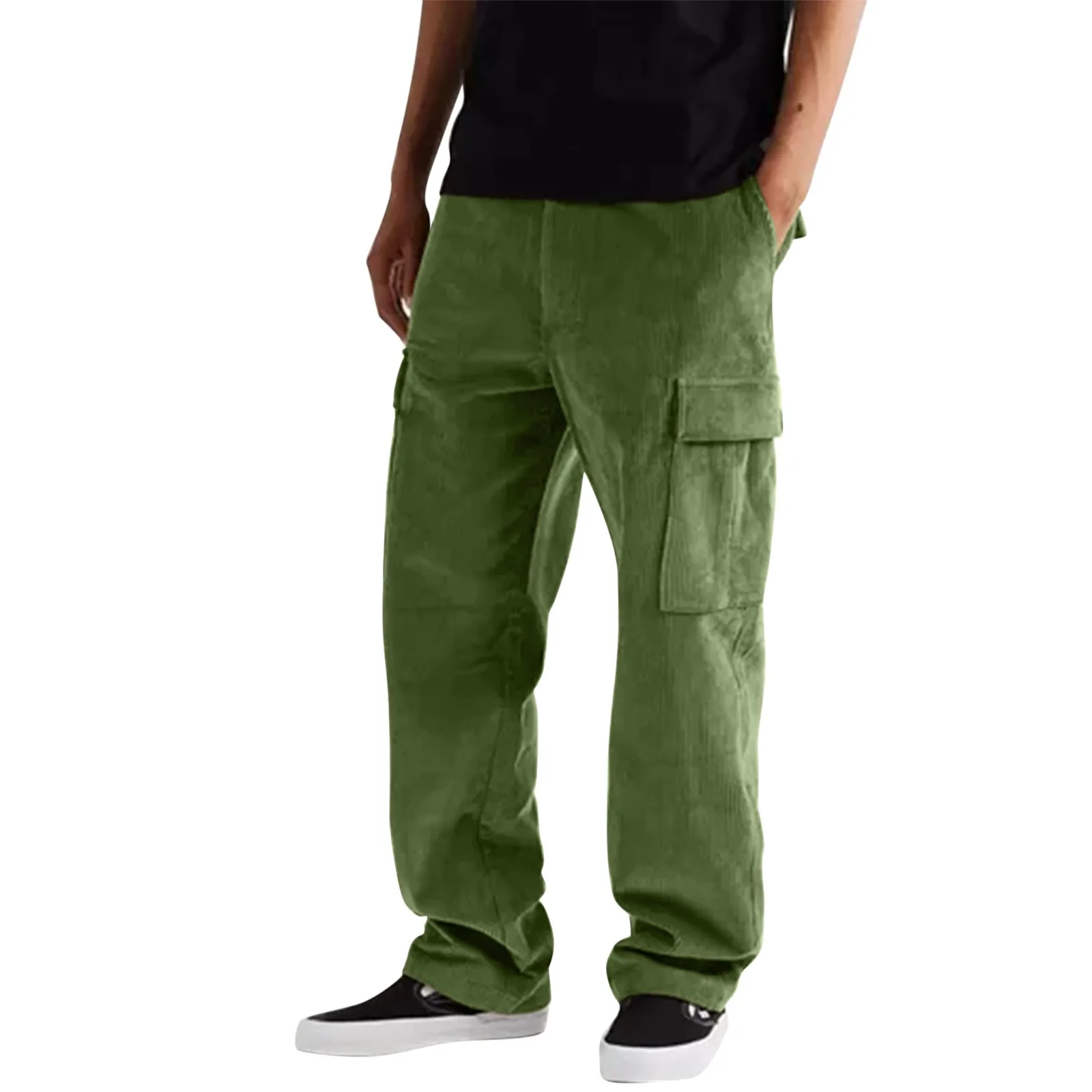 Calça reta de veludo masculino, calça High Street, casual solta para trabalho, cor sólida, outono e inverno