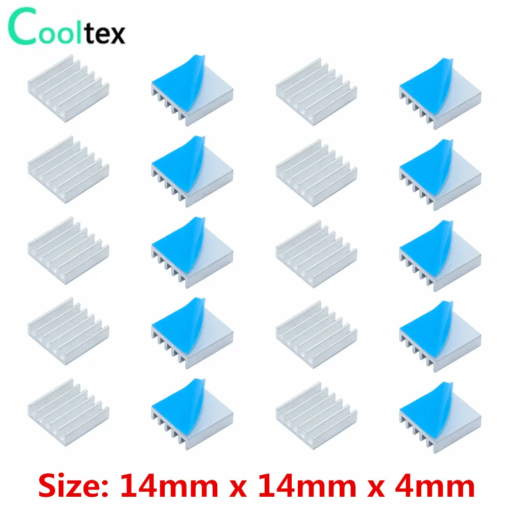 

50pcs 14x14x4mm Aluminum Heatsink heat sink for Electronic Chip IC MOS Raspberry pi With Thermal Conductive Tape