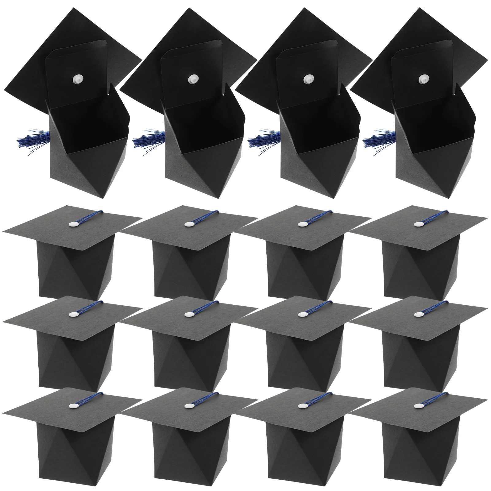 

50pcs Graduation Candy Packaging Yellow Tassel Material Party Sweets Box Gift Box Suitable Size Versatile Use