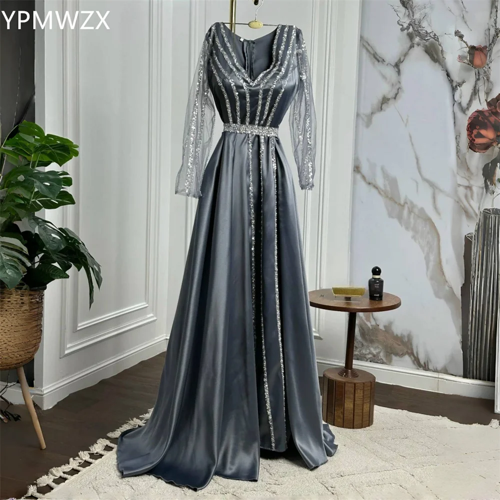 

Customized Formal Dress Women Party Occasion Prom Gown YPMWZX V-neck A-line Floor Length Skirts Draped Sequin Bespoke D