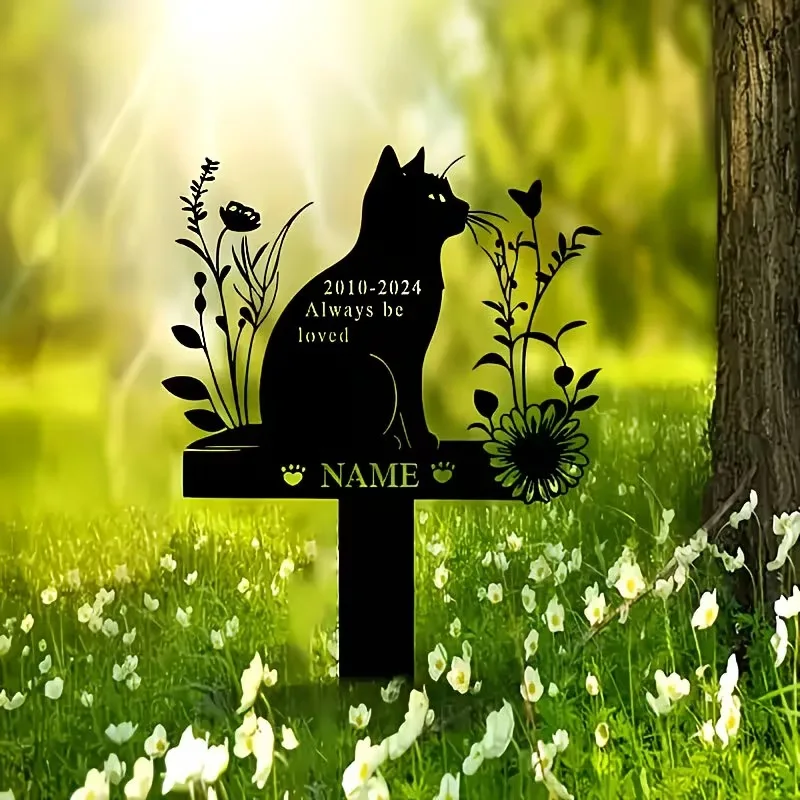Personalized Cat Memorial Garden Plaque - Vintage metal Pet Tombstone, the Perfect Gift for Cat Lovers image 5