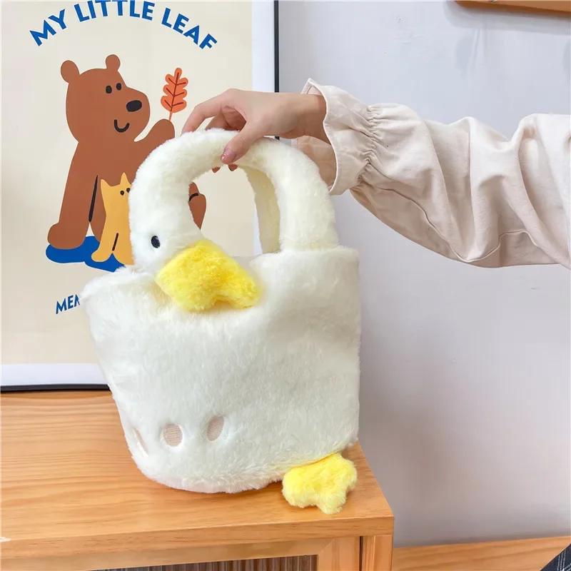 Cartoon Goose Plush Handbag for Women Soft Tote Bag Casual Girl Cute Shop Bolso Ladies Shoulder Bag Fashion Duck Crossbody Bag