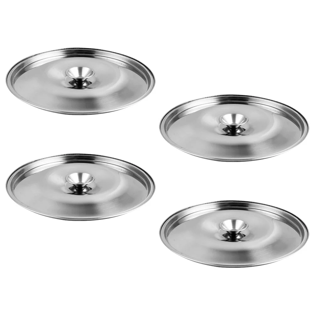 

4 Pcs Stainless Steel Taste Cup Lid Universal Spill Proof Pot Lids Seasoning Reusable for Pots and Pans Oil Cover Metal