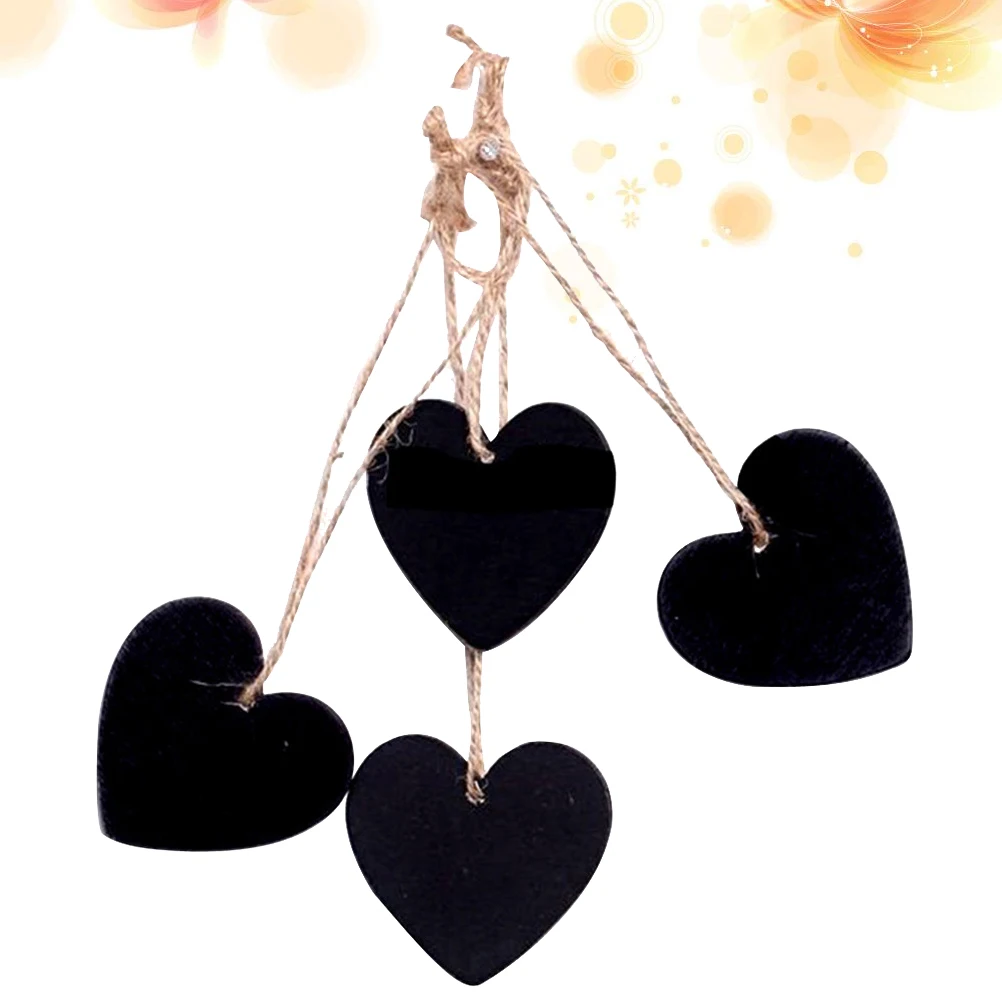 

24 Pcs Mini Blackboard 's Gift Small Pendant Decoration Chalkboard Tag Wooden Heart Shape