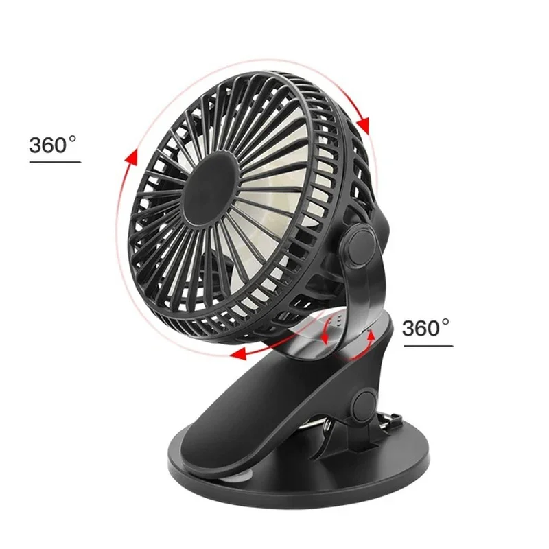 Der neue multifunktionale bürstenlose Clip-Ventilator Mini Mute tragbare Kinder USB-Ladeventilator Vierblättriger Tischventilator Clip-Ventilator