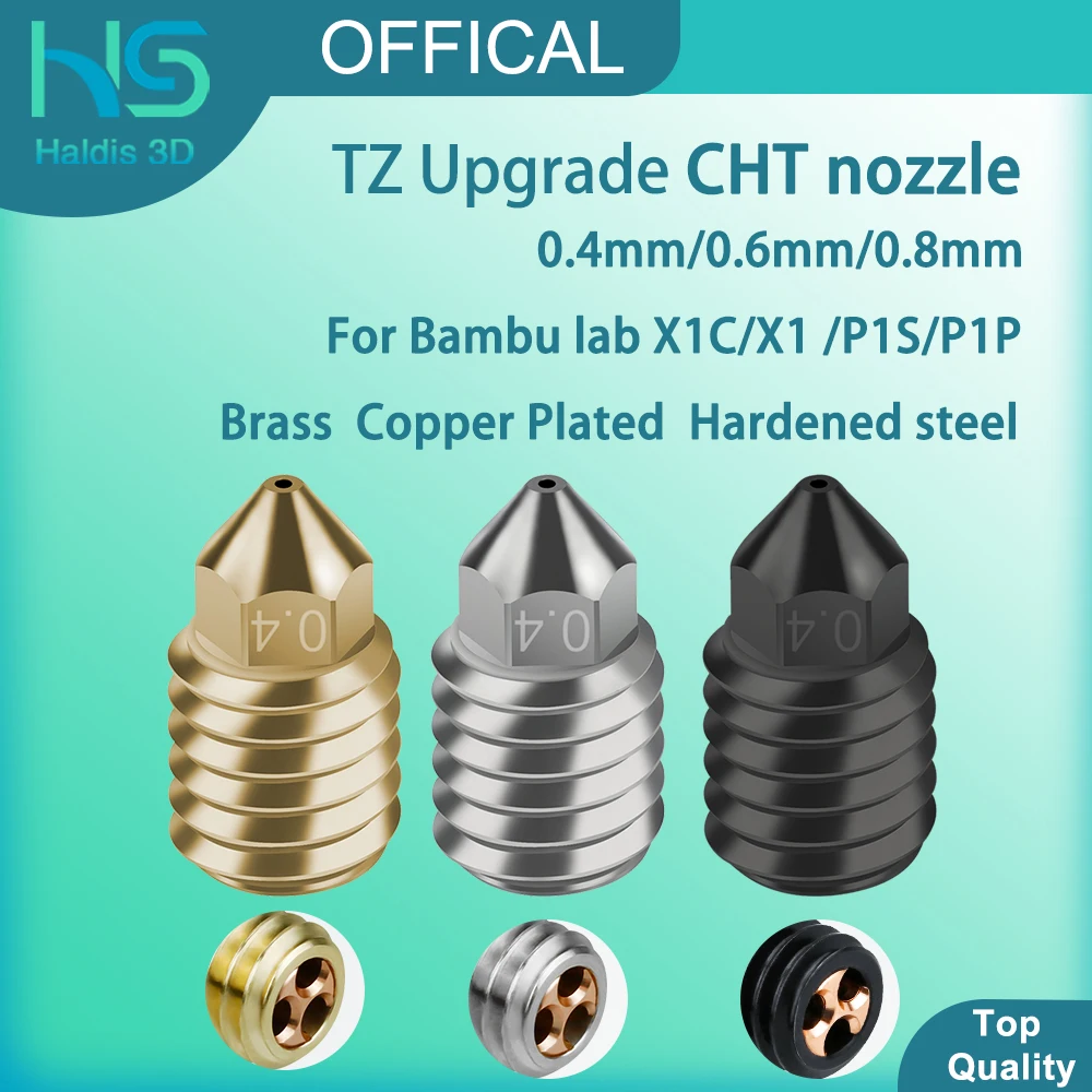 Haldis-High Flow Nozzle para Bamboo Lab, cobre atualizado, Hotend chapeado, bloco de aquecimento, acessórios de reparo, latão CHT, X1, série P1P, 3D