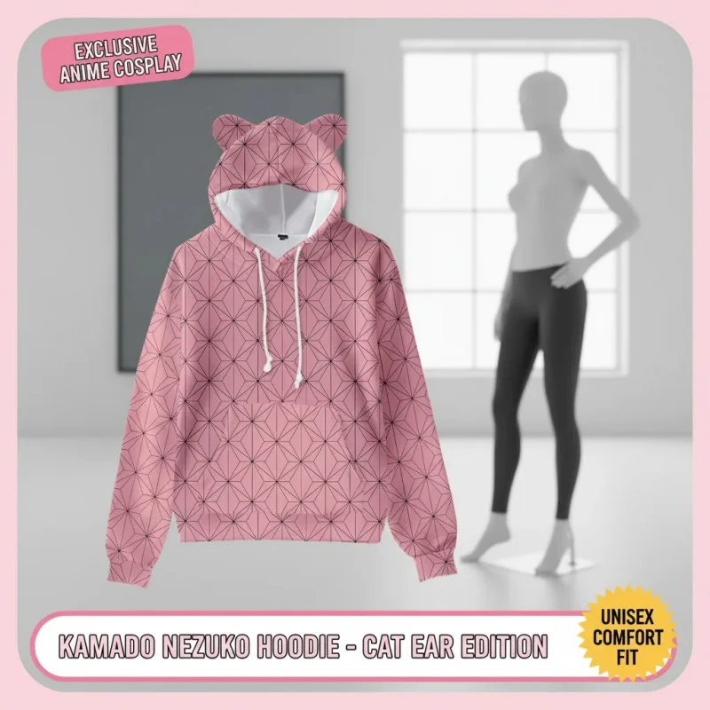 

Anime Kamado Nezuko Cos Hooded Sweatshirt Cartoon Print Casual Unisex Tops for Women Men