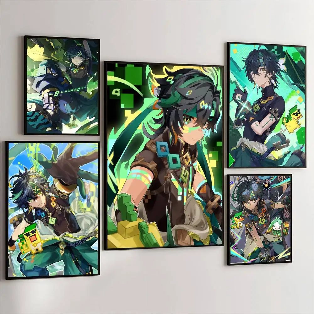 Kinich Genshin Impact Poster HD Home Decor Sticky Wall Waterproof Home Living Room Bar Aesthetic Decor