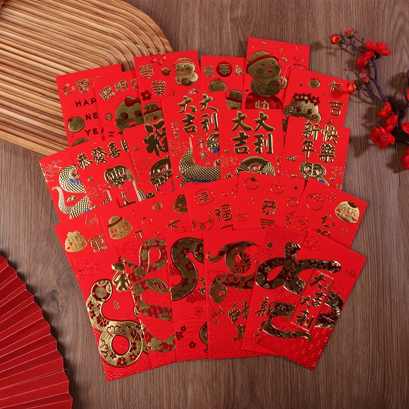 

6Pcs Year Of The Snake Lunar Year Spring Festival Red Envelope 2025 Envelopes New Packets Purse Wallet Traditional Money Pouches