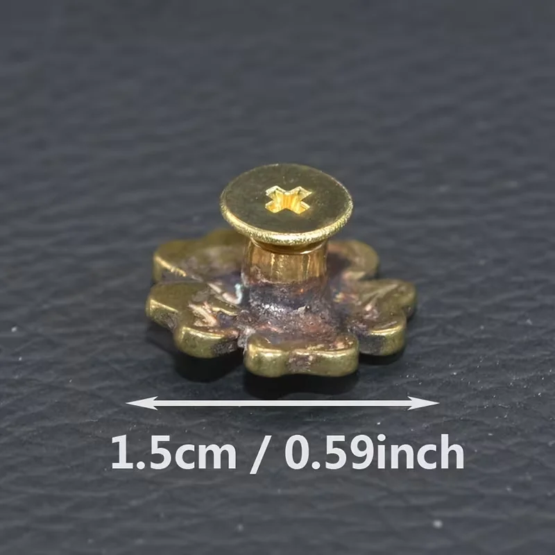 15mm Alloy Antique Bronze Flower Decor Conchos Buckle Screw Back Buttons DIY Leather Goods Leathercraft Clothing Accessories
