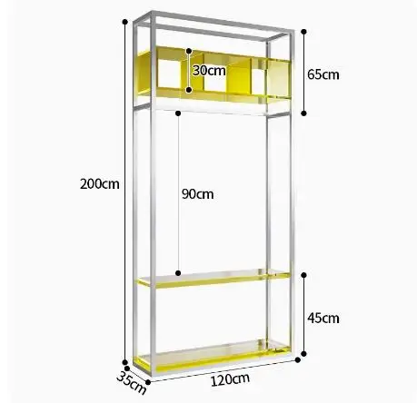 

Стеллаж для демонстрации детского магазина одежды из нержавеющей стали, двухуровневый стеллаж для демонстрации женской одежды, напольная подвесная полка