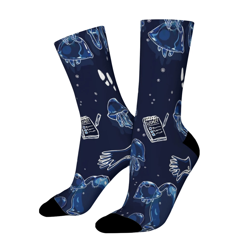 

Jellyfish Fantasy Blue Pattern Texture Painting Straight Socks Male Mens Women Spring Stockings Polyester Polyester