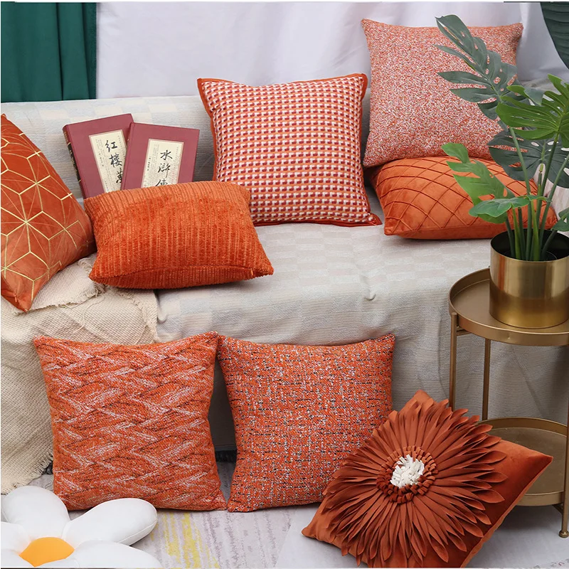

45x45cm Solid Color Thick Linen Sofa Pillow Cover Car Cushion Cover Pillowcase for Home Decoration