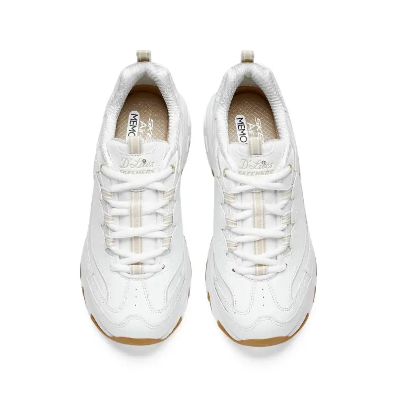 Skechers Tênis feminino branco confortável Panda sapatos de sola grossa sapatos casuais para pai 149807-Wht