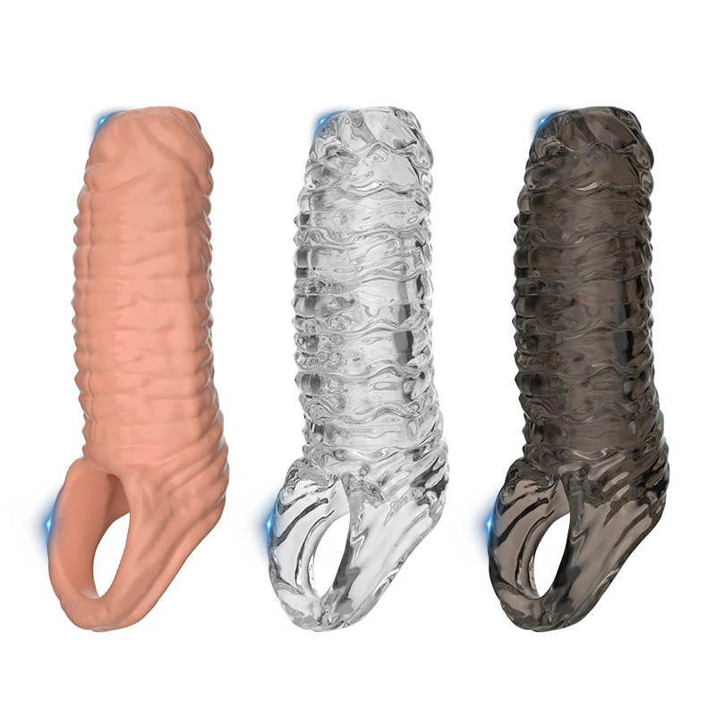 Screw thread Penis Enlargement Sex Toys For Men Gay Cock Ring Stretcher Extender Sleeve Reusable Condoms Goods Adults Products