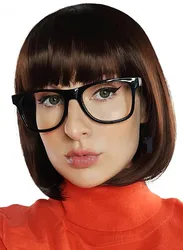 Brown Bob Wig Velma Wig and Glasses - Velma for Adult Women Velma Cosplay Flapper Wig With Bangs Dora Wig Velma Wig