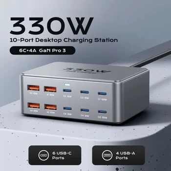 מטען שולחני עוצמתי 330W עם ארבע יציאות לטעינה מהירה של מחשבים וניידים
