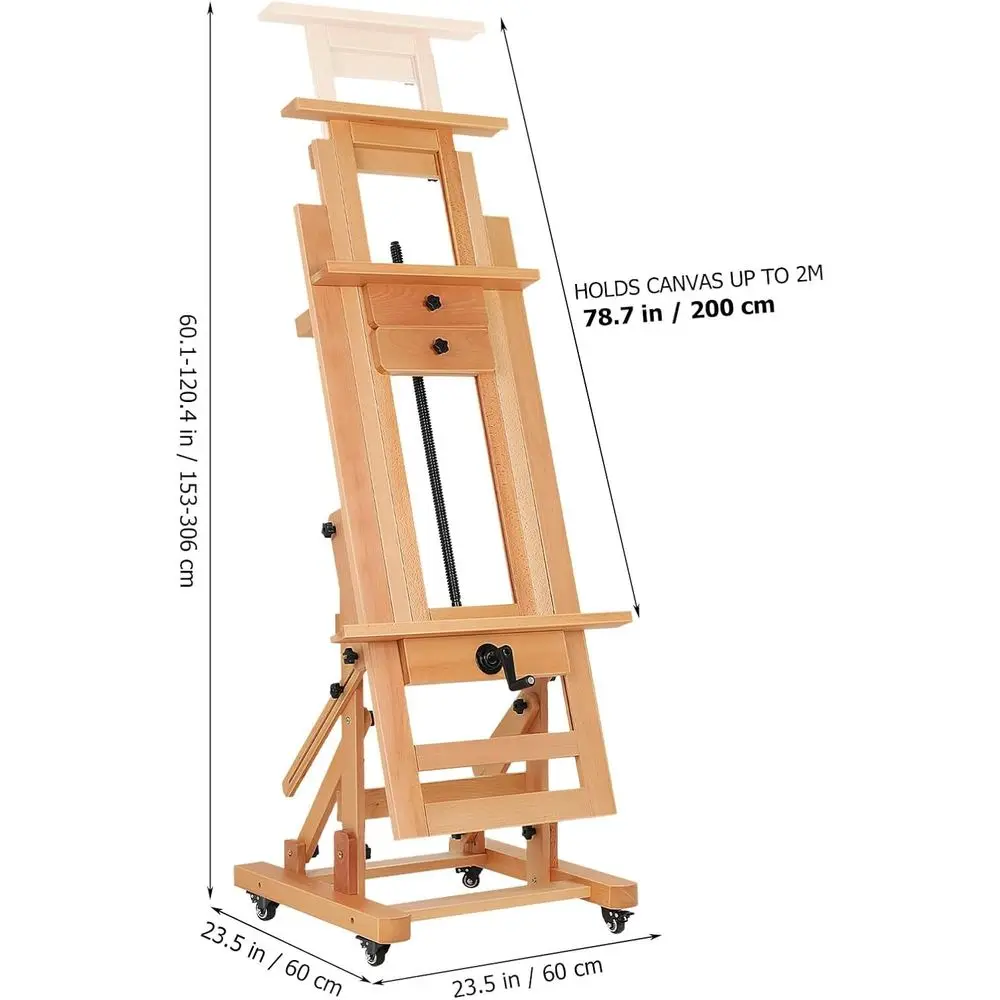 Adjustable Art Easel for Painting and Whiteboard Use in Light Brown