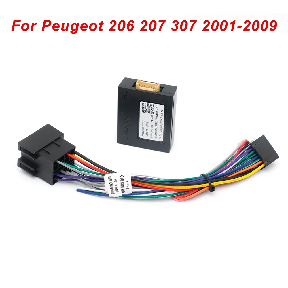 Car 16pin Wiring Harness Adapter Canbus Box Decoder for Peugeot 206 207 307 2001-2009 Android Radio Power Cable