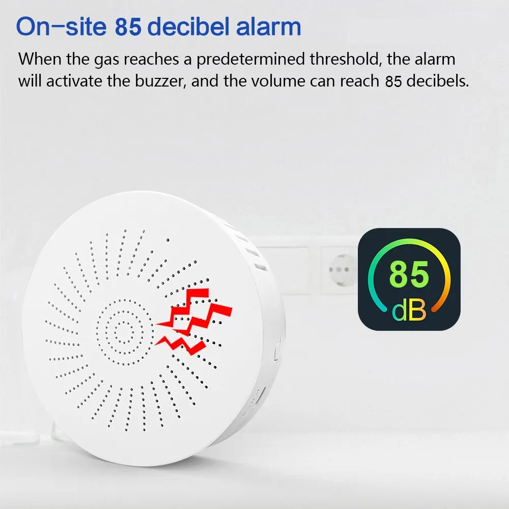 ONENUO Tuya Smart Home WiFi Natural Gas Sensor Combustible Coal Gas LPG Gas Leakage Alarm Detector Fire Security Protection