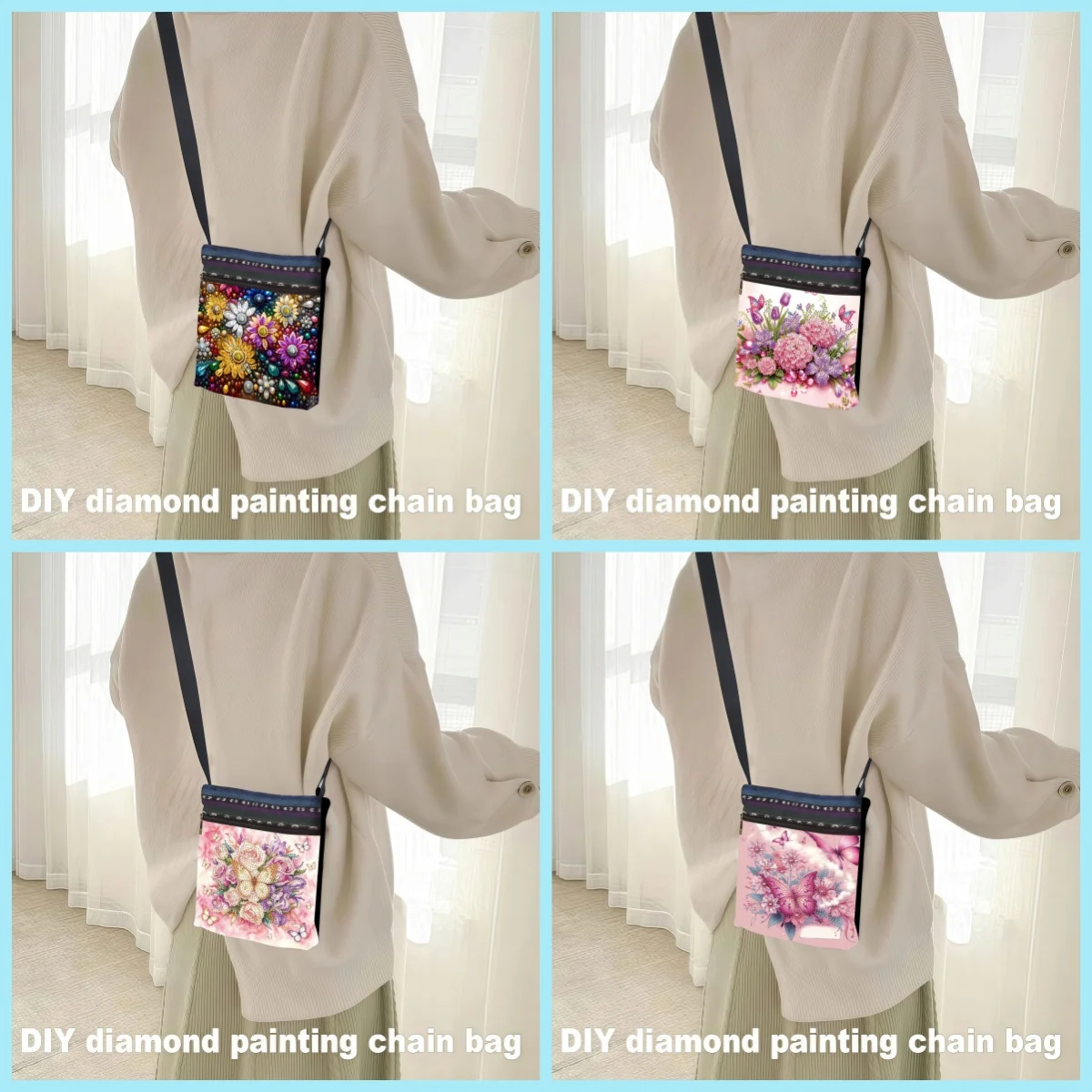 1 Piece Diamond Painting kit Messenger bag butterfly pattern canvas Material, ladies lovers, the first choice for holiday gifts