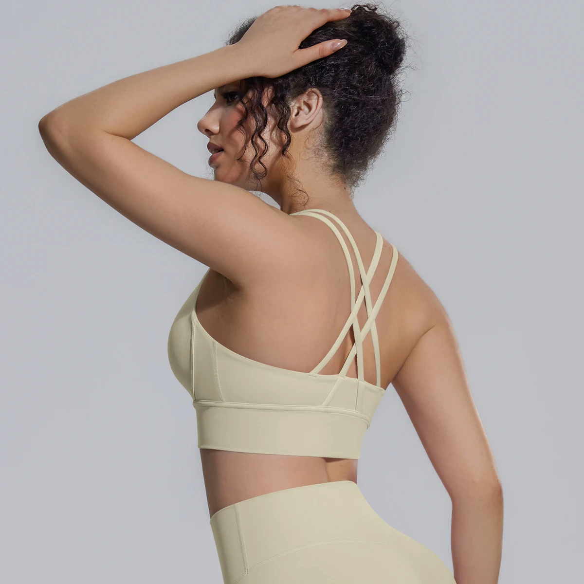 Damen Einfarbiger Schöner Rückenfreier Yoga-BH Yoga-Unterwäsche mit Brustpolster Sommer Fitness Sport Stoßfester Workout-Top Sexy BH – Detail 22