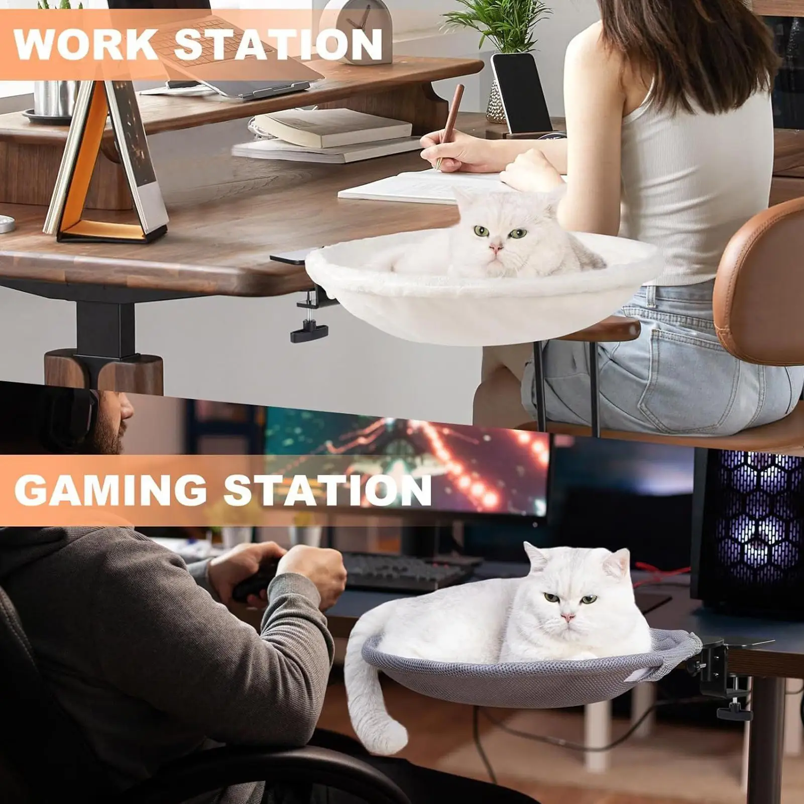 

Desktop Cat Bed Warm Kitten Hammock Supports Up To 50 Lbs Ergonomic Cat Desk Bed For Sleeping Relaxation Living Room Bedroom