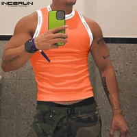 INCERUN, camisetas sin mangas para hombre, retales, cuello redondo, sin mangas, chalecos informales para hombre, ropa de calle, moda de verano 2025, ropa para hombre S-3XL