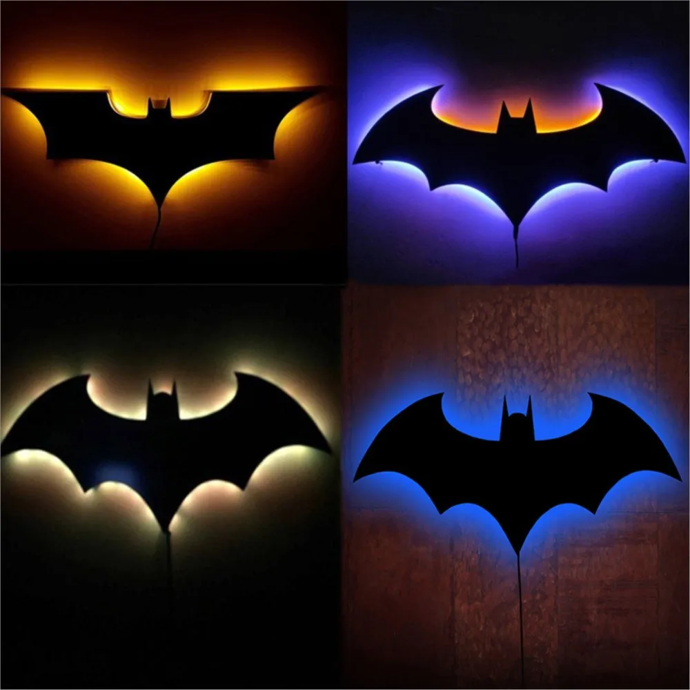 

ZK30 Batmanes Night Light Cool Remote Control Multi Color 3D Creative bat Atmosphere Home Decoration Bedroom Wall Hanging lamp