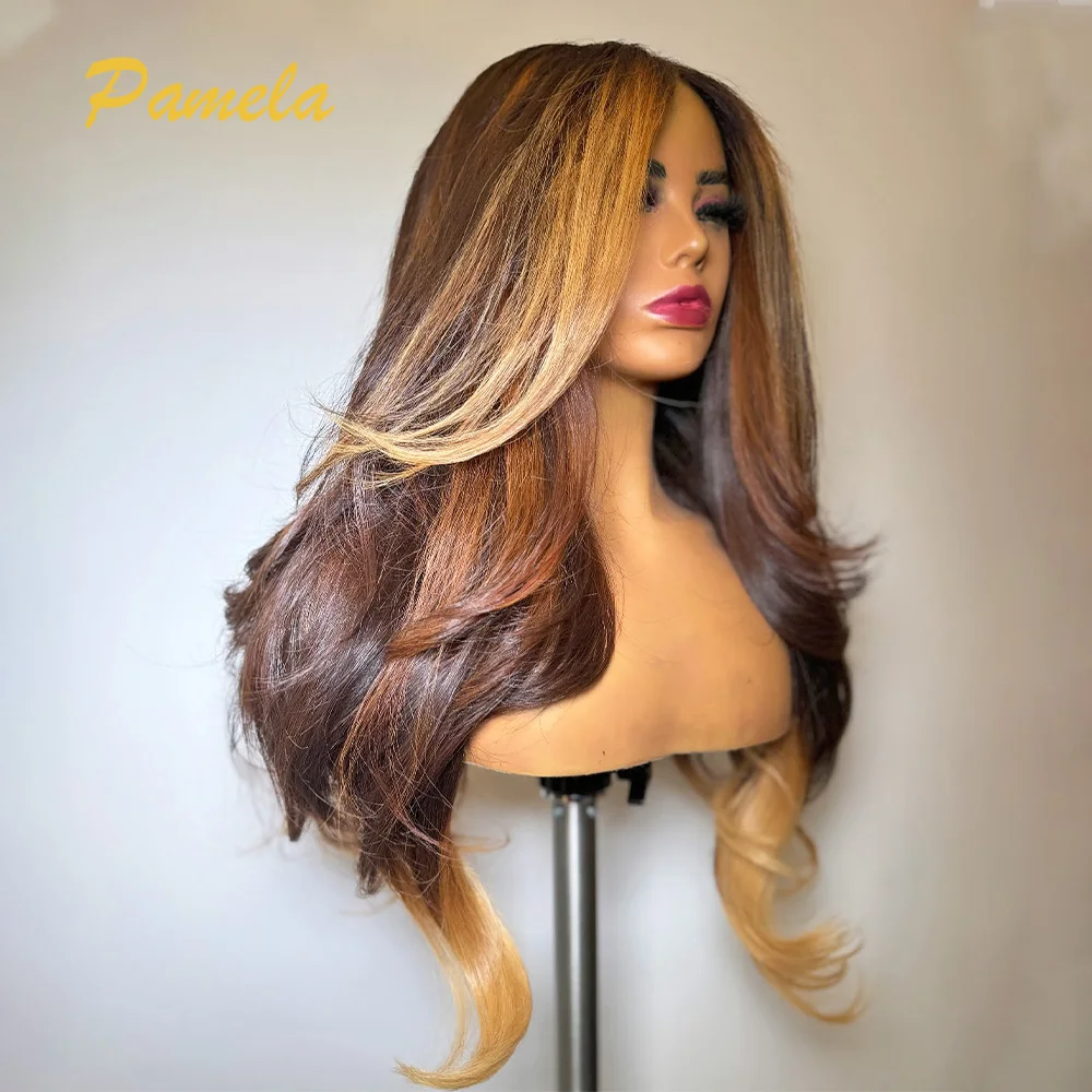 Brazilian Honey Blonde Glueless Wig Human Hair Body Wave High Quality 13x4 HD Transparent Lace Frontal Wig Ready To Go For Women