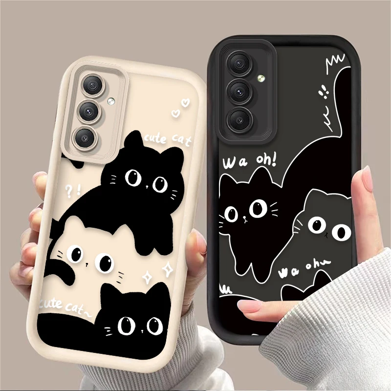 Cartoon Cute Big Eye Cat Phone Case for Samsung Galaxy A35 A55 A15 A25 A16 A06 A05 A05S A24 A13 A23 A12 A22 A32 A52 A71 A51 4G