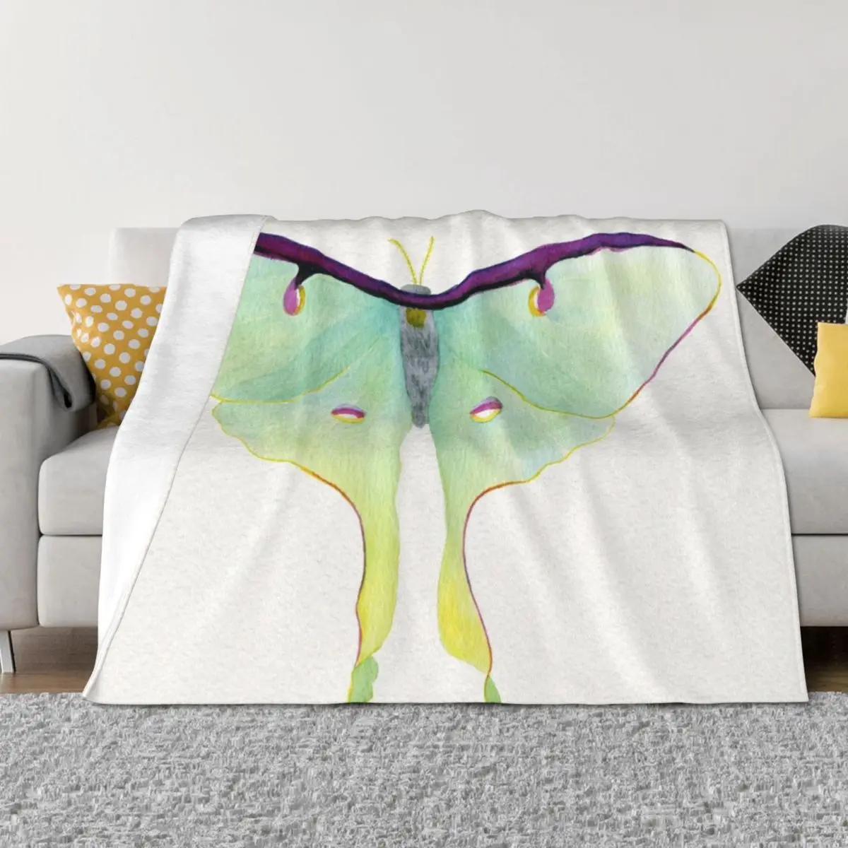 

Luna Moth Throw Blanket Furry halloween Nap Baby Blankets