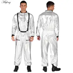 Adulto argento Spaceman Costume donna uomo tuta spaziale Halloween Party Dress up astronauta tuta tuta discoteca Street Dance Outfi