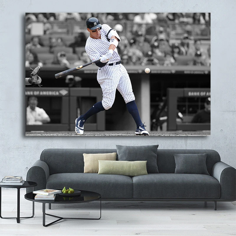 Modern Baseball Canvas Painting Wall Art Aaron Judge Poster and Print Sportsman Wall Picture for Living Room Kidsroom Decor