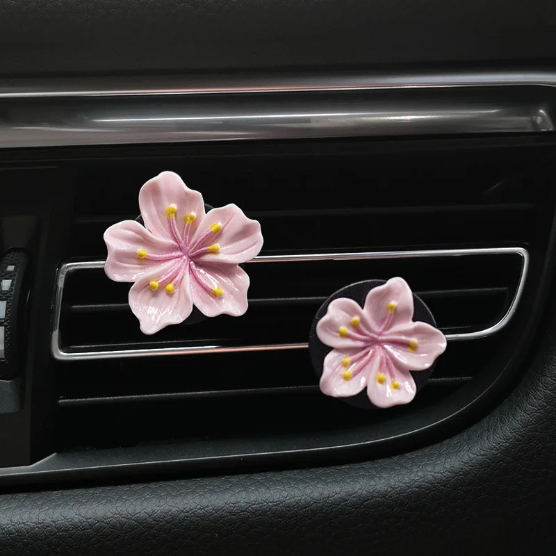 1Pcs 3D Resin Cherry Blossom Car Air Vent Clip Essential Oil Diffuser Auto Interior Perfume Freshener Ornament